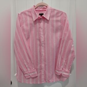 Talbots Pink and White Striped Button-Down Shirt #0651